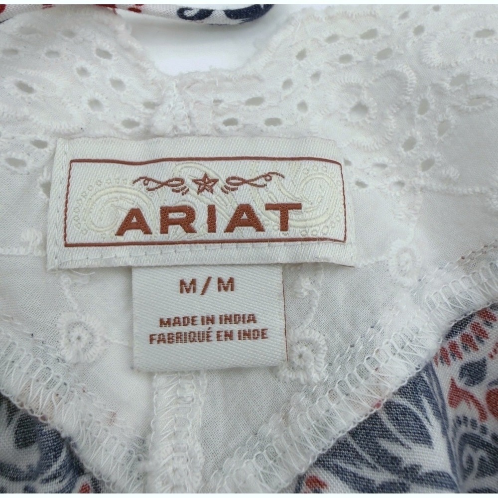 Ariat Texas Heat Tank Top Paisley Womens Medium Red White Blue Lace 4th of July - Picture 13 of 15